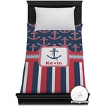 Nautical Anchors & Stripes Duvet Cover - Twin (Personalized)