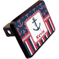 Nautical Anchors & Stripes Rectangular Trailer Hitch Cover - 2" (Personalized)