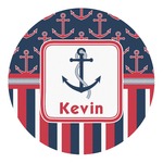 Nautical Anchors & Stripes Round Decal - XLarge (Personalized)