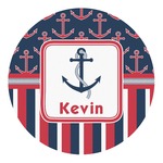 Nautical Anchors & Stripes Round Decal (Personalized)