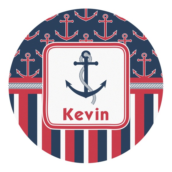 Custom Nautical Anchors & Stripes Round Decal - Large (Personalized)