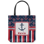 Nautical Anchors & Stripes Canvas Tote Bag (Personalized)