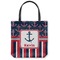 Nautical Anchors & Stripes Canvas Tote Bag (Front)