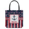 Nautical Anchors & Stripes Canvas Tote Bag - Medium - 16"x16" (Personalized)
