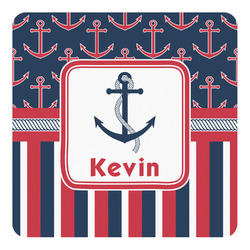 Nautical Anchors & Stripes Square Decal - XLarge (Personalized)