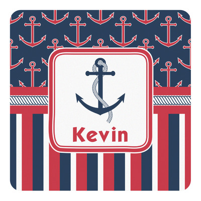 Nautical Anchors & Stripes Square Decal - Medium (Personalized)