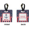 Nautical Anchors & Stripes Square Luggage Tag (Front + Back)