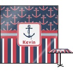 Nautical Anchors & Stripes Square Table Top (Personalized)