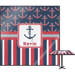 Nautical Anchors & Stripes Square Table Top (Personalized)