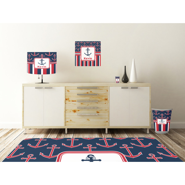 Nautical Anchors & Stripes Square Wall Decal Wooden Desk