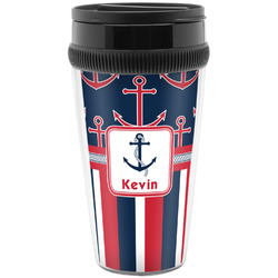 Nautical Anchors & Stripes Acrylic Travel Mug without Handle (Personalized)
