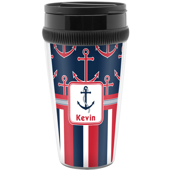 Custom Nautical Anchors & Stripes Acrylic Travel Mug without Handle (Personalized)