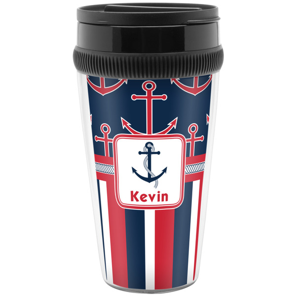 Custom Nautical Anchors & Stripes Acrylic Travel Mug without Handle (Personalized)