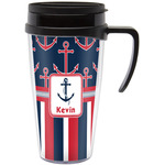 Nautical Anchors & Stripes Acrylic Travel Mug with Handle (Personalized)