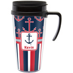 Nautical Anchors & Stripes Acrylic Travel Mug with Handle (Personalized)