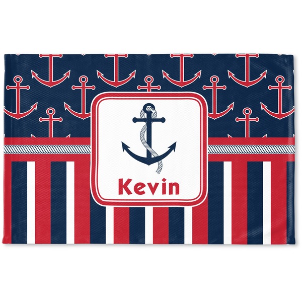 Custom Nautical Anchors & Stripes Woven Mat (Personalized)