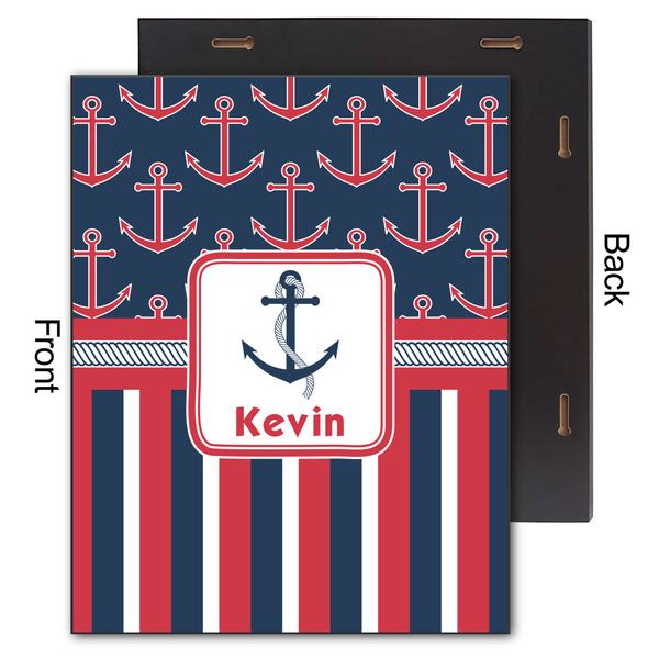 Nautical Anchors & Stripes 11x14 Wood Print - Front & Back View