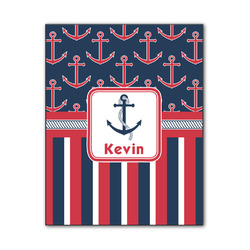 Nautical Anchors & Stripes Wood Print - 11x14 (Personalized)