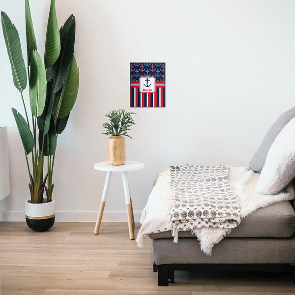 Nautical Anchors & Stripes 11x14 Wood Print - In Context