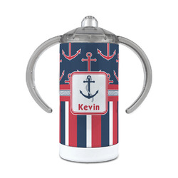 Nautical Anchors & Stripes 12 oz Stainless Steel Sippy Cup (Personalized)