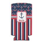 Nautical Anchors & Stripes Can Cooler (tall 12 oz) (Personalized)