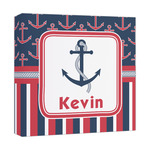 Nautical Anchors & Stripes Canvas Print - 12x12 (Personalized)