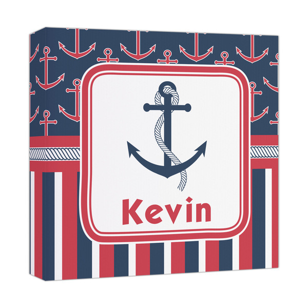 Custom Nautical Anchors & Stripes Canvas Print - 12x12 (Personalized)