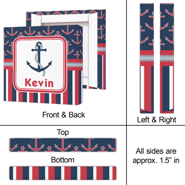 Nautical Anchors & Stripes 12x12 - Canvas Print - Approval