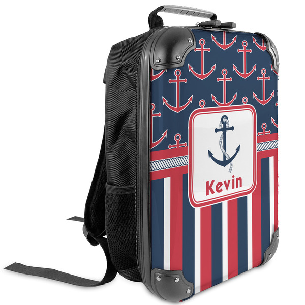 Custom Nautical Anchors & Stripes Kids Hard Shell Backpack (Personalized)