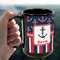 Nautical Anchors & Stripes 15oz. Black Mug - LIFESTYLE