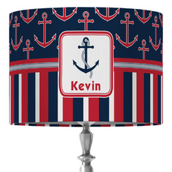 Nautical Anchors & Stripes 16" Drum Lamp Shade - Fabric (Personalized)