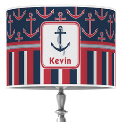 Nautical Anchors & Stripes 16" Drum Lamp Shade - Poly-film (Personalized)