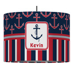 Nautical Anchors & Stripes 16" Drum Pendant Lamp - Fabric (Personalized)