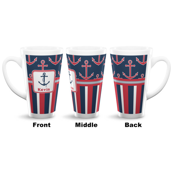 Nautical Anchors & Stripes 16 Oz Latte Mug - Approval