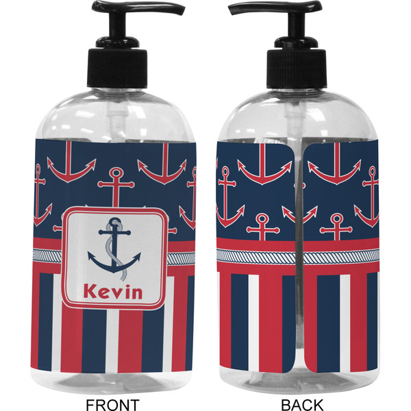 Nautical Anchors & Stripes 16 oz Plastic Liquid Dispenser (Approval)
