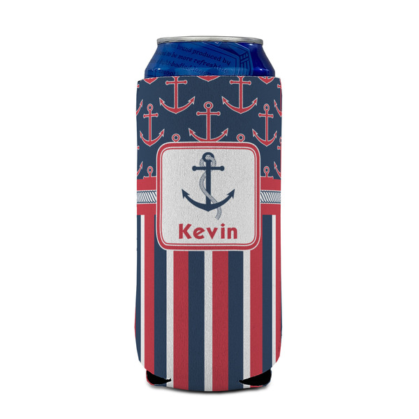 Nautical Anchors & Stripes 16oz Can Sleeve - FRONT (on can)