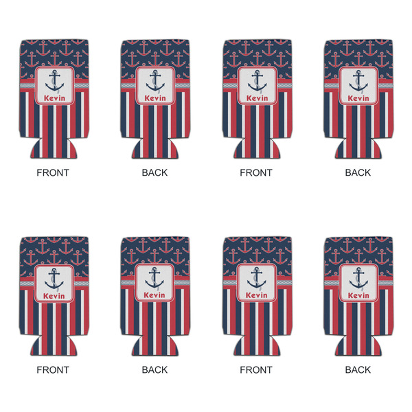 Nautical Anchors & Stripes 16oz Can Sleeve - Set of 4 - APPROVAL