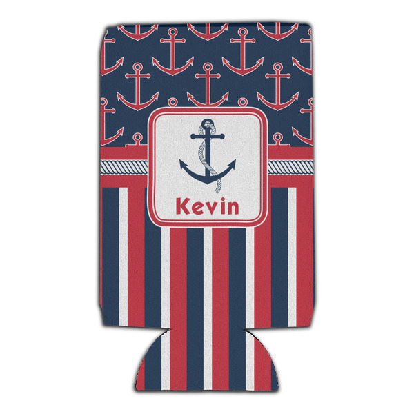 Nautical Anchors & Stripes 16oz Can Sleeve - Set of 4 - FRONT