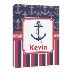 Nautical Anchors & Stripes Canvas Print - 16x20 (Personalized)