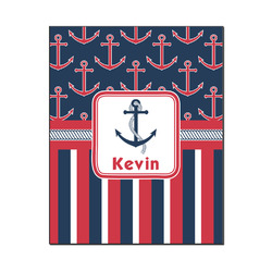 Nautical Anchors & Stripes Wood Print - 16x20 (Personalized)