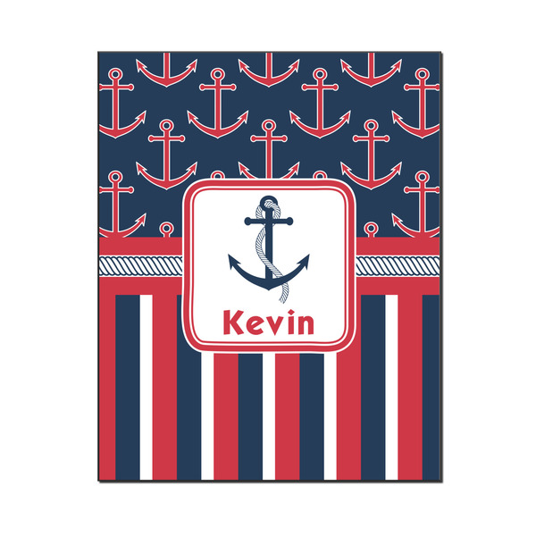 Custom Nautical Anchors & Stripes Wood Print - 16x20 (Personalized)