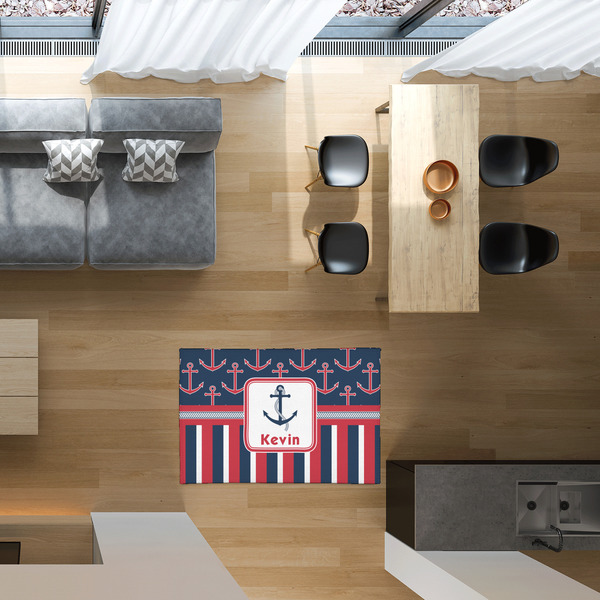 Nautical Anchors & Stripes 2'x3' Indoor Area Rugs - IN CONTEXT