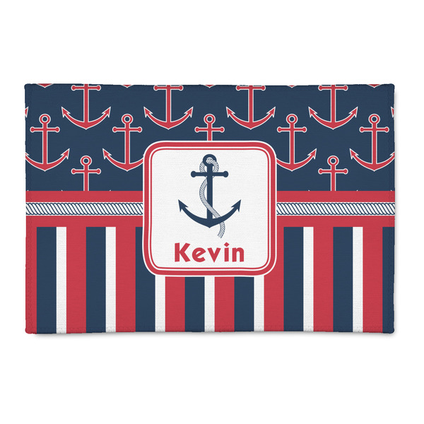 Custom Nautical Anchors & Stripes Patio Rug (Personalized)