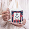 Nautical Anchors & Stripes 20oz Coffee Mug - LIFESTYLE