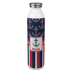 Nautical Anchors & Stripes 20oz Stainless Steel Water Bottle - Full Print (Personalized)