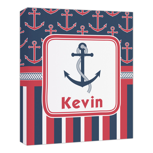 Custom Nautical Anchors & Stripes Canvas Print - 20x24 (Personalized)