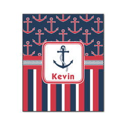 Nautical Anchors & Stripes Wood Print - 20x24 (Personalized)