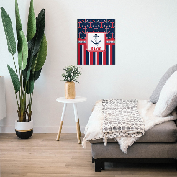 Nautical Anchors & Stripes 20x24 Wood Print - In Context