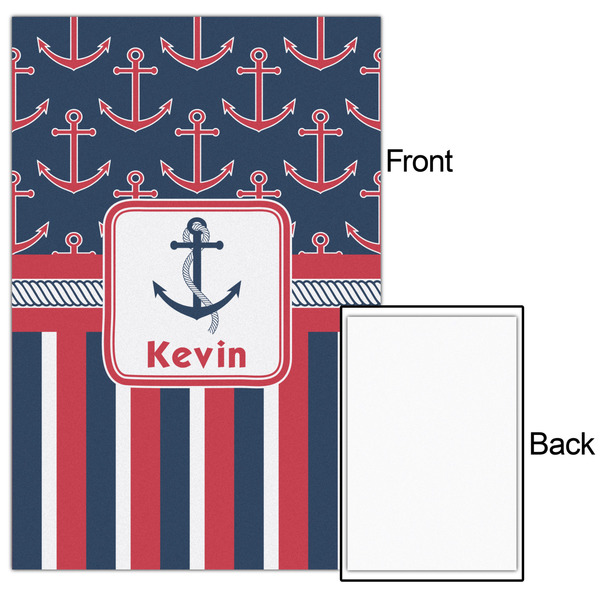 Nautical Anchors & Stripes 20x30 - Matte Poster - Front & Back