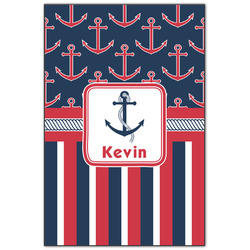 Nautical Anchors & Stripes Wood Print - 20x30 (Personalized)